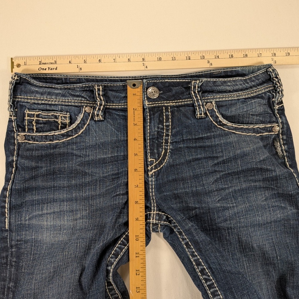 VTG Silver Jeans Suki Mid Straight Premium Denim 32 Bleach distress Preppy Y2k - Picture 8 of 11